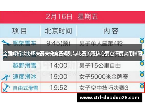 全面解析欧协杯决赛关键竞赛规则与比赛流程核心要点深度实用指南 全面解析欧协杯决赛关键竞赛规则与比赛流程核心要点深度实用指南